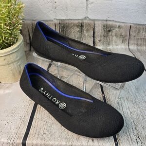 ROTHY'S BLACK BIRDSEYE ROUND TOE SLIP ON BALLET FLATS WOMENS 8 LIKE NEW